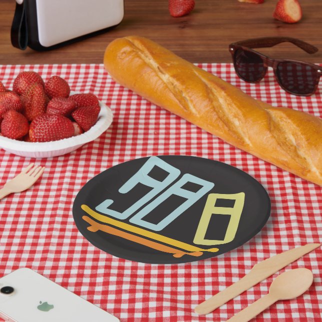 Minimalistisches grafisches Symbol der virtuellen  Pappteller (Picknick)