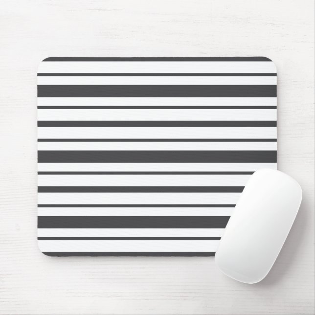 Minimalistisches Grau-Weiß-Streifenmuster Executiv Mousepad (Mit Mouse)