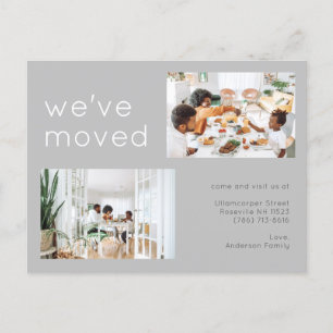 Minimalistisches graues Foto mit zwei Familienmode Ankündigungspostkarte