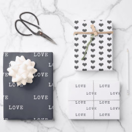 Minimalistisches graues Herz Moderne Liebe Valenti Geschenkpapier Set