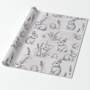 Minimalistisches graues Kaninchen-Oster-Ei-Streife Geschenkpapier