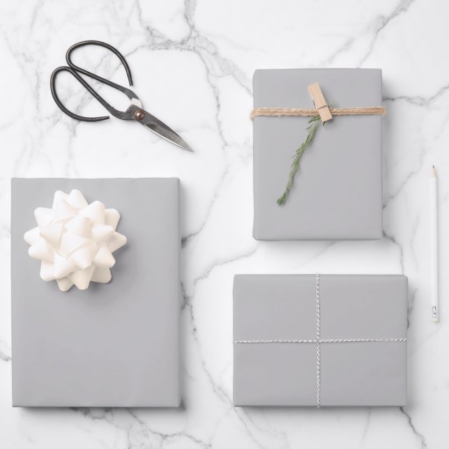 Minimalistisches graues, schlichtes, modernes Gesc Geschenkpapier Set (Vorderseite)