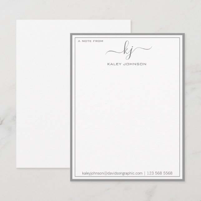 Minimalistisches, graues Weiß vom Schreibtisch der Dankeskarte (Vorne/Hinten)