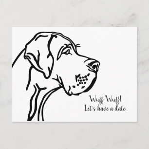 Minimalistisches Great Dane-Porträt Postkarte