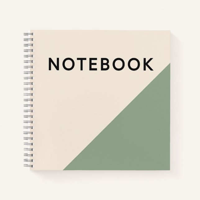 Minimalistisches Green & Creme-Notebook Notizbuch (Vorderseite)