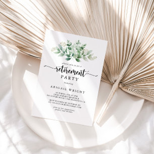Minimalistisches Green Eucalyptus Retirement Party Einladung