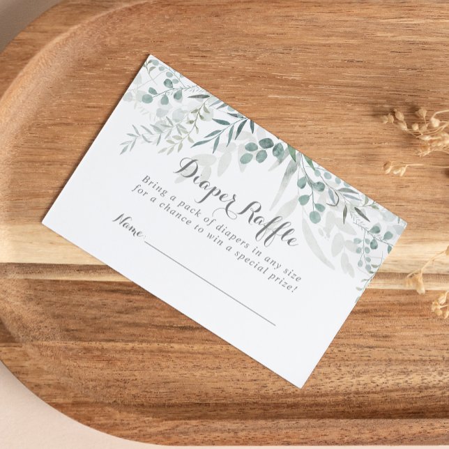 Minimalistisches Green Eukalyptus Diaper Raffeltic Begleitkarte (Von Creator hochgeladen)