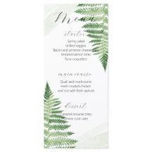 Minimalistisches Green Fern Wedding Menu