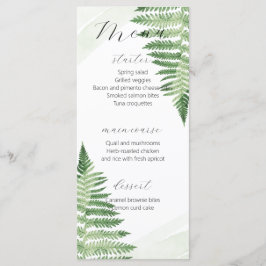 Minimalistisches Green Fern Wedding Menu Menükarte