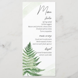 Minimalistisches Green Fern Wedding Menu Menükarte
