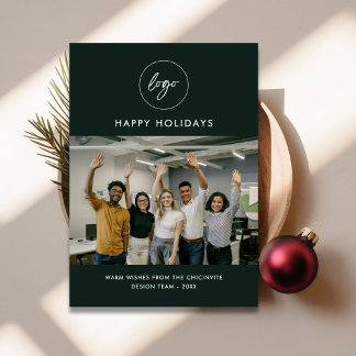 Minimalistisches Green Foto Company Logo Weihnacht Feiertagskarte