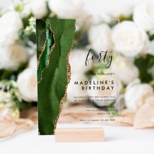 Minimalistisches Green Gold Agate Geode 40. Geburt Acryleinladungen