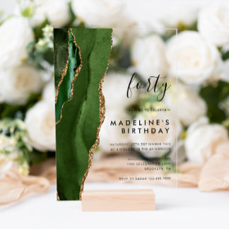 Minimalistisches Green Gold Agate Geode 40. Geburt Acryleinladungen