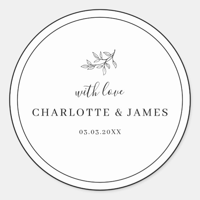 Minimalistisches Grenzblatt Vielen Dank Runder Aufkleber (Vorderseite)