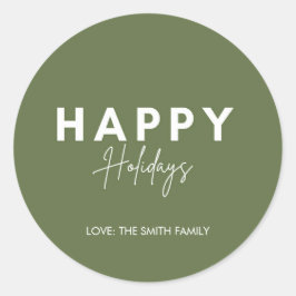 Minimalistisches Grün glücklicher Urlaub personali Runder Aufkleber