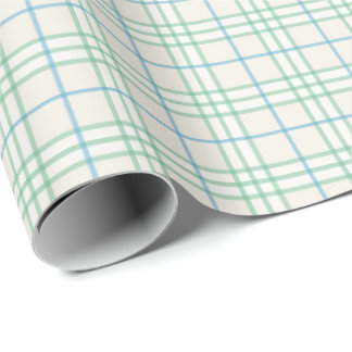 Minimalistisches Grün- und Blau-Gitternetz-Muster- Geschenkpapier