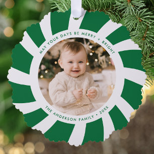 Minimalistisches grün-weißes Pfefferminz-Wirbel-Fo Ornament Karte