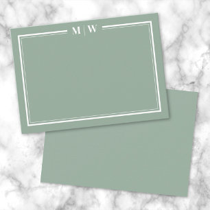 Minimalistisches Grün Zweigrenzmonogramm Mitteilungskarte
