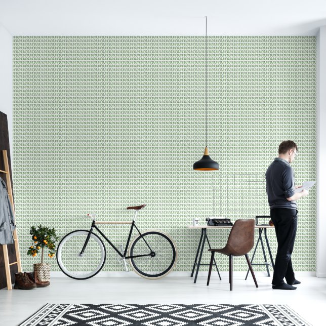 Minimalistisches Grünblatt-Muster Tapete (Wohnbereich)