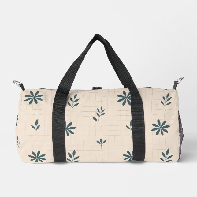 Minimalistisches grünes Blumenmuster  Duffle Bag (Vorderseite)
