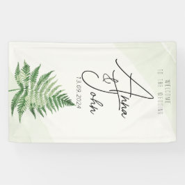 Minimalistisches Grünes Fern-Hochzeitsszeichen Banner