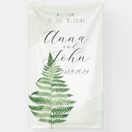 Minimalistisches Grünes Fern-Hochzeitsszeichen Banner