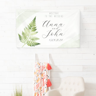Minimalistisches Grünes Fern-Hochzeitsszeichen Banner