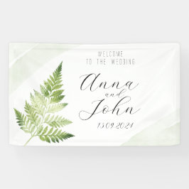 Minimalistisches Grünes Fern-Hochzeitsszeichen Banner