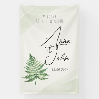 Minimalistisches Grünes Fern-Hochzeitsszeichen Banner
