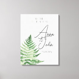 Minimalistisches Grünes Fern-Hochzeitsszeichen Leinwanddruck