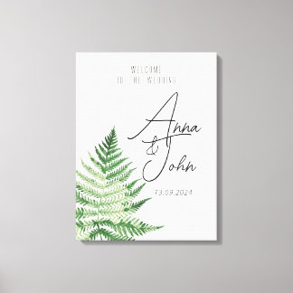 Minimalistisches Grünes Fern-Hochzeitsszeichen Leinwanddruck