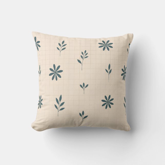 Minimalistisches Grünes Floral Kissen (Vorderseite)