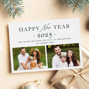 Minimalistisches Grünes Foto 2025 Frohes Neues Jah Feiertagskarte