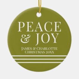 Minimalistisches grünes Foto für Frieden und Freud Keramik Ornament