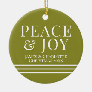 Minimalistisches grünes Foto für Frieden und Freud Keramik Ornament