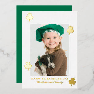 Minimalistisches grünes Kleeblatt St. Patrick's Da Folien Feiertagskarte