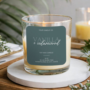 Minimalistisches grünes, modernes Candle-Label Quadratischer Aufkleber