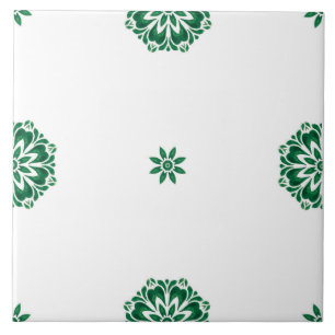 Minimalistisches grünes und weißes Blumenmuster Fliese