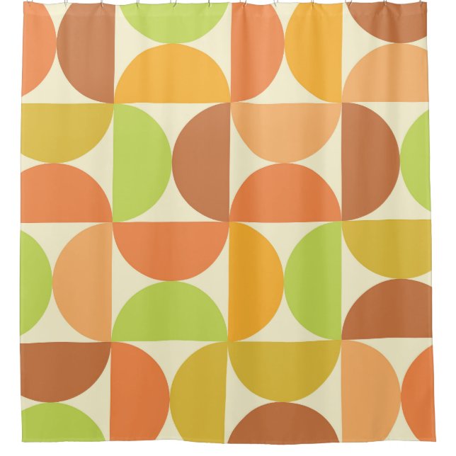 Minimalistisches Halbkreismuster Mitte des Jahrhun Duschvorhang (Vorderseite)