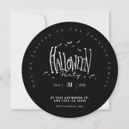 Minimalistisches Halloween-Party Schwarz/Weiß Einladung