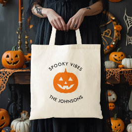 Minimalistisches Halloween – Personalisierter Fami Tragetasche