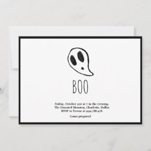 Minimalistisches Halloween-Schwarz und Weiß Einladung