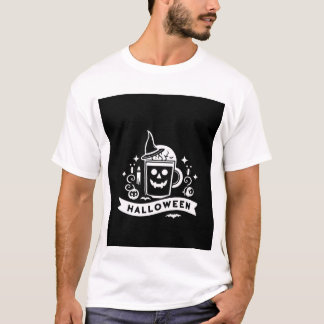 Minimalistisches Halloween-Totenkopf-Kaffeetassen- T-Shirt