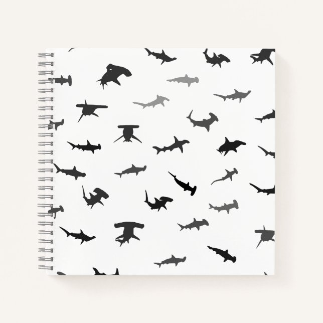 Minimalistisches Hammerhead-Hai-Hammerhead-Muster Notizbuch (Vorderseite)
