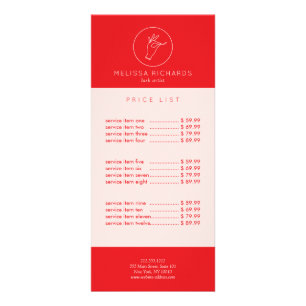 Minimalistisches Hand- und Wimpern-Logo Rot/Rosa Werbekarte