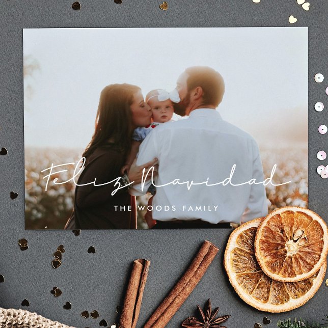 Minimalistisches handgeschriebenes Feliz Navidad F Postkarte (Von Creator hochgeladen)