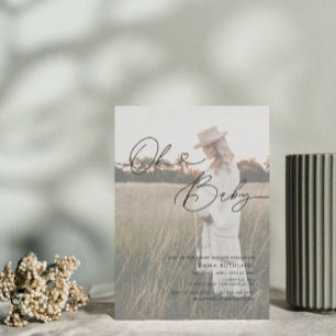 Minimalistisches handgeschriebenes Foto Heart Baby Einladung