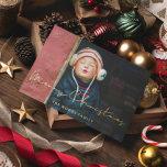 Minimalistisches handgeschriebenes fröhliches Weih Folien Feiertagskarte<br><div class="desc">Frohe Weihnachtskarte! Eine moderne und minimalistische Typografie für diese Holiday Fotokarte mit echter Goldfolie.</div>