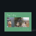 Minimalistisches handgeschriebenes grünes Multi-Fo Feiertagskarte<br><div class="desc">Minimalistisches handgeschriebenes Skript Multi-Foto Vier-Feiertagskarte grün</div>