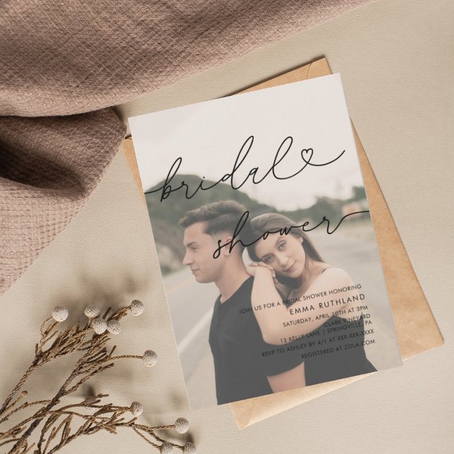 Minimalistisches handgeschriebenes Herz-Brautparty Einladung (Von Creator hochgeladen)